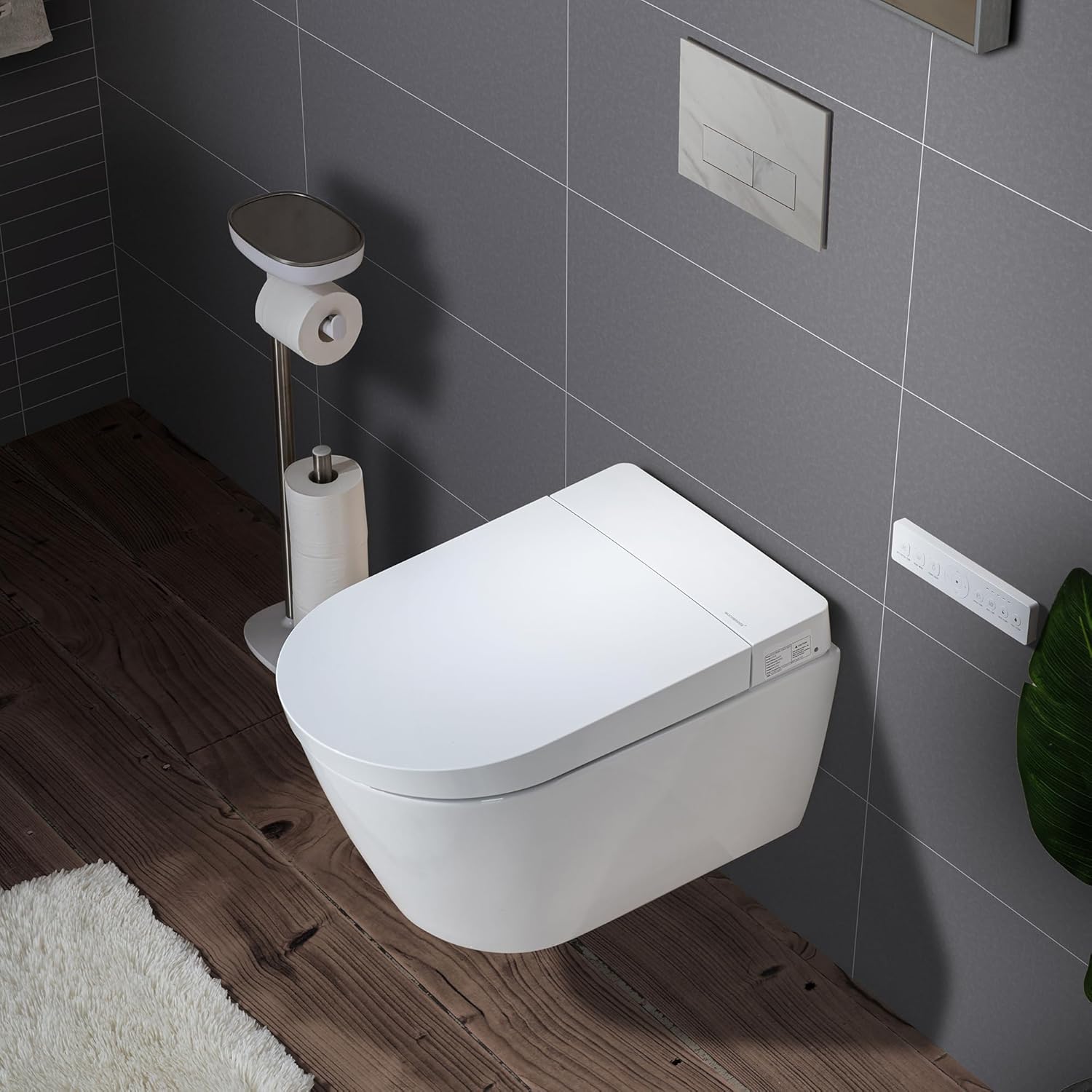 B0D6FYSRDL - WOODBRIDGE Wall-Hung Smart Toilet with Dual-flush, Bidet Wash Function, Heated