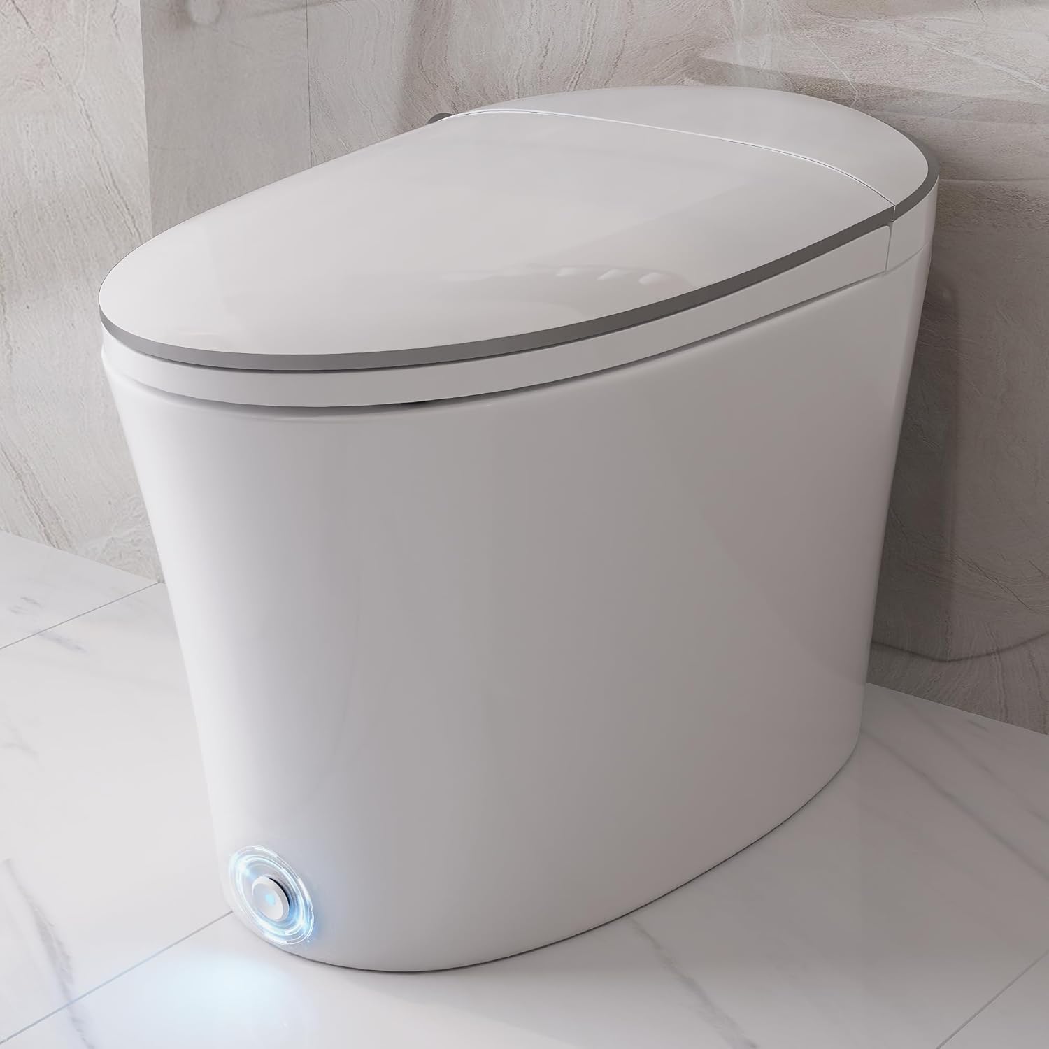B0D9Q2TBJK - DeerValley Smart Toilet, Elongated Toilet with Auto/Blackout Flush, Foot Kick